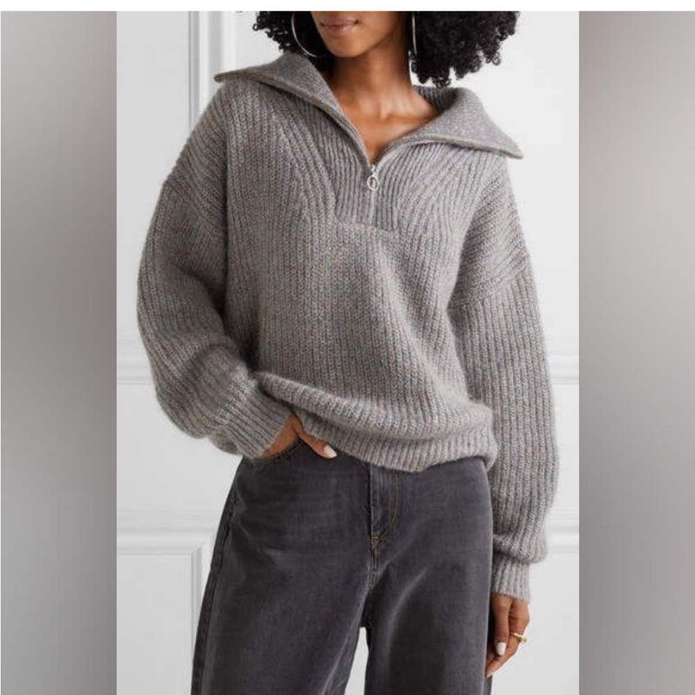 Mohair/Wool blend Gray Half-Zip Sweater